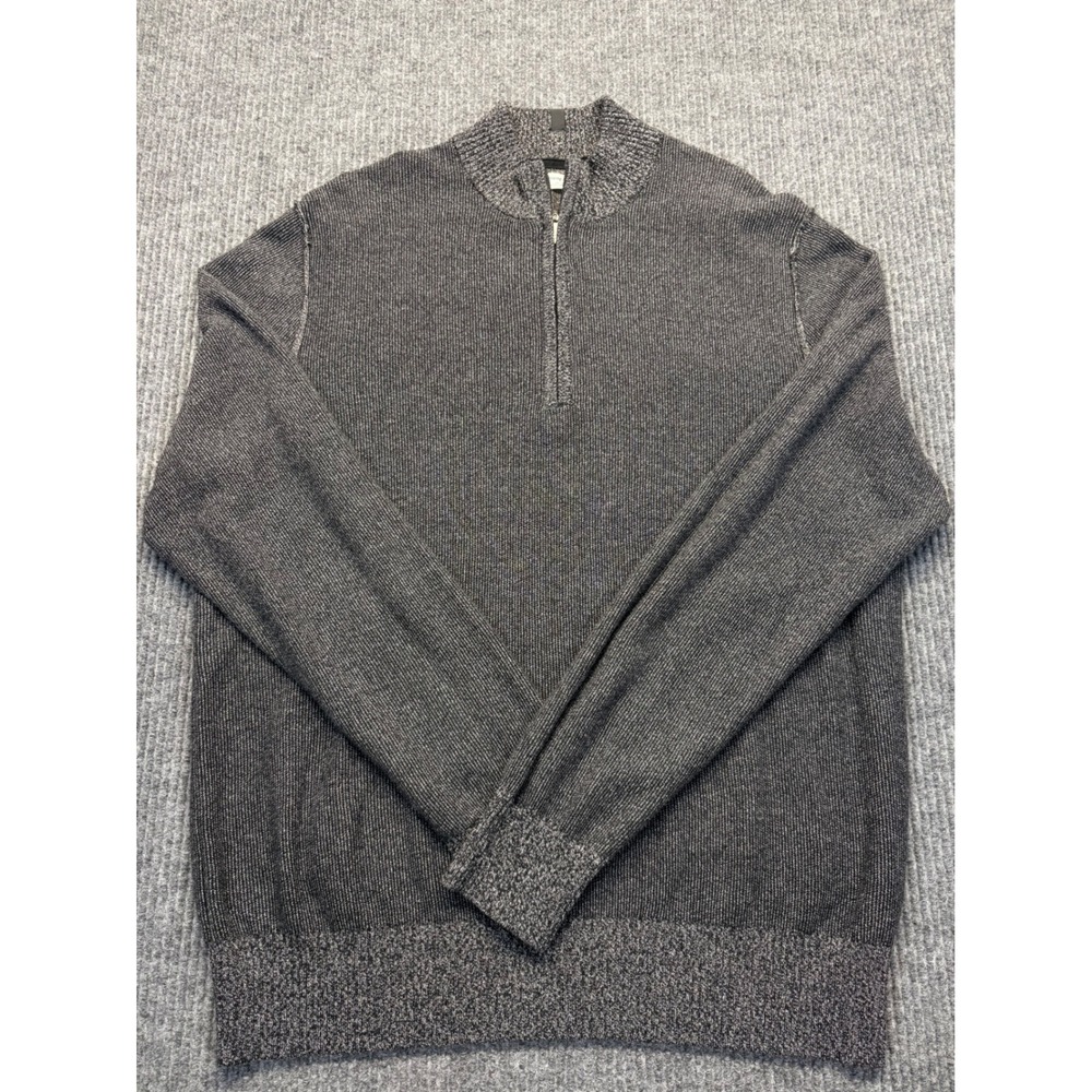Tommy John Mens 2XL Charcoal Gray Marl Cotton Modal Quarter Zip Sweater